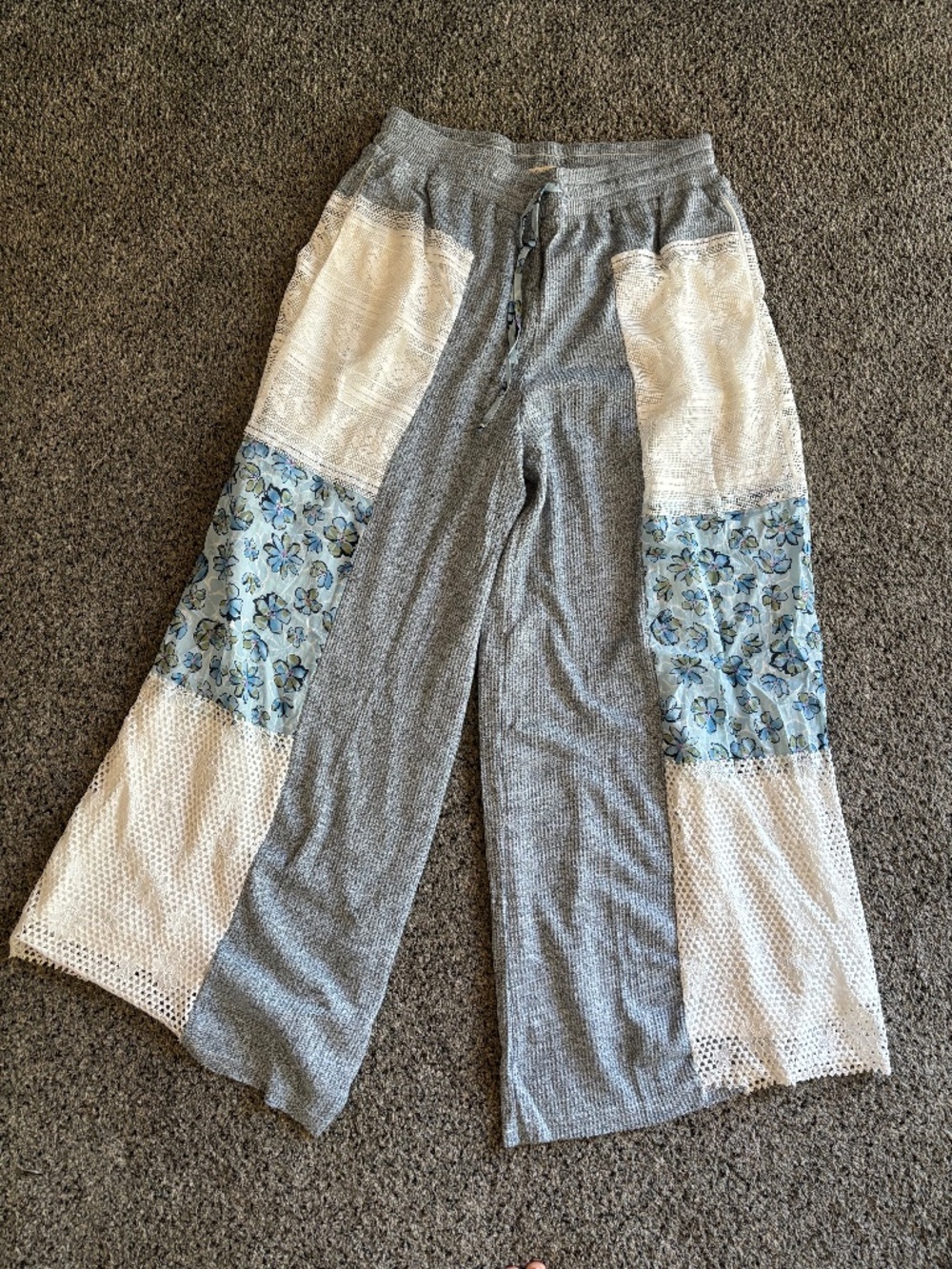Davi and Dani waffle floral wide leg pants large nwt